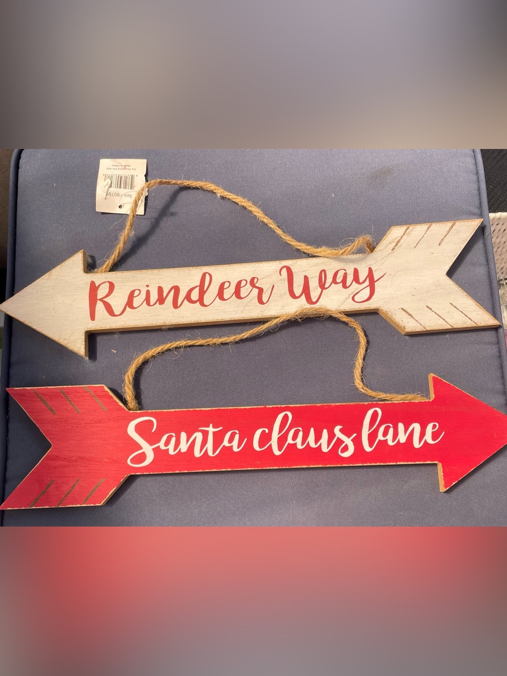 Rustic 'Santa Claus Lane' and 'Reindeer Way' Holiday Arrow Signs - Red & Cream